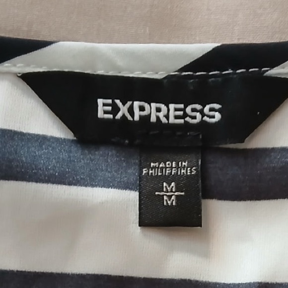 Express Black and White Striped V-Neck Blouse - Picture 5 of 5